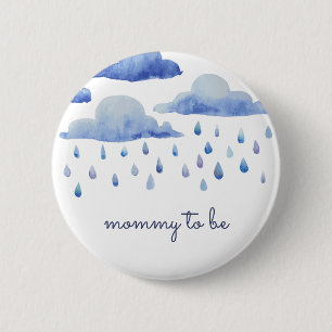 Watercolor Clouds Baby Shower Custom Family Member Button