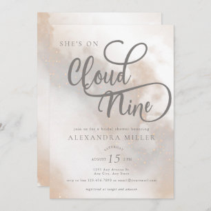 Watercolor Clouds Modern Trendy Bridal Shower Invitation