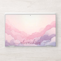 Watercolor Cloudscape Pink Sky With Name