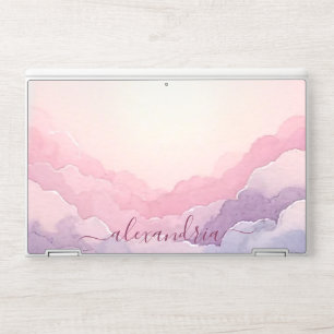 Watercolor Cloudscape Pink Sky With Name HP Laptop Skin