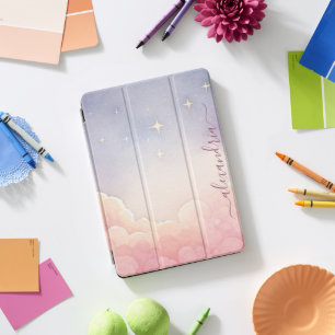 Watercolor Cloudscape Pink Sky With Name iPad Pro Cover