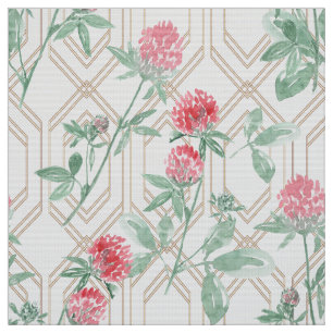 Watercolor clover flowers fabric