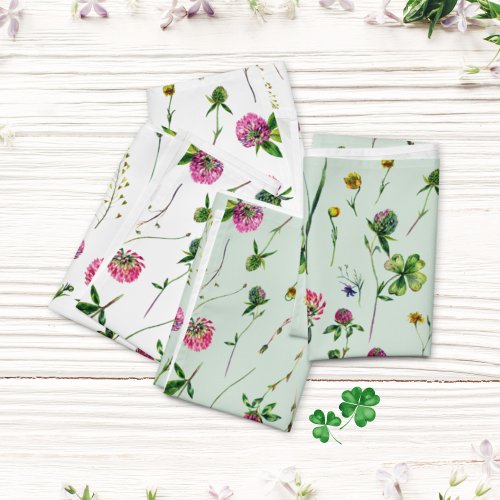 Watercolor Clover Flowers Meadow Green Cloth Napkin