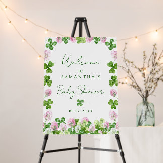 Watercolor Clover Meadow Baby Shower Welcome Sign