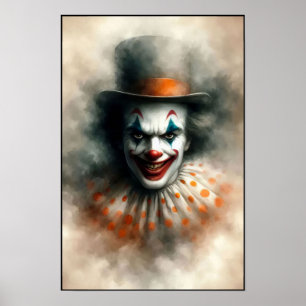 Watercolor Clown Staring Into Your Soul Poster