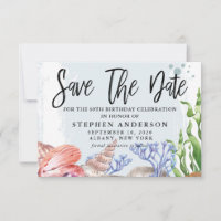 Watercolor Coastal 60th Birthday Party Save The Date