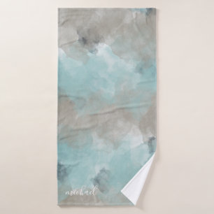 Watercolor Coastal Beach Colors Towel With Name