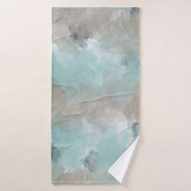 Watercolor Coastal Beach Colors Towel With Name (Bath Towel)