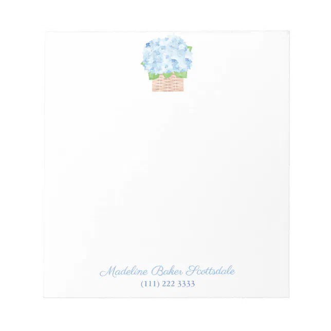 Watercolor Coastal Blue Hydrangea Elegant Lady Notepad | Zazzle