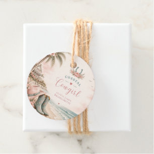 Watercolor, coastal cowgirl bachelorette party favor tags