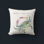 Watercolor Coastal Crab Map Coordinates Boat Outdoor Pillow<br><div class="desc">Show your love for your ocean side beach home outdoor patio or boat with my custom throw pillow. Makes a great gift for home. Shown with my original watercolor crab in shades of red, turquoise, blue and green over a neutral ivory cream background. The word Maryland is set in a...</div>