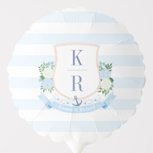 Watercolor Coastal Crest Wedding Shower Welcome Balloon