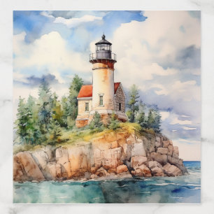 Watercolor Coastal Lighthouse Background Envelope Liner
