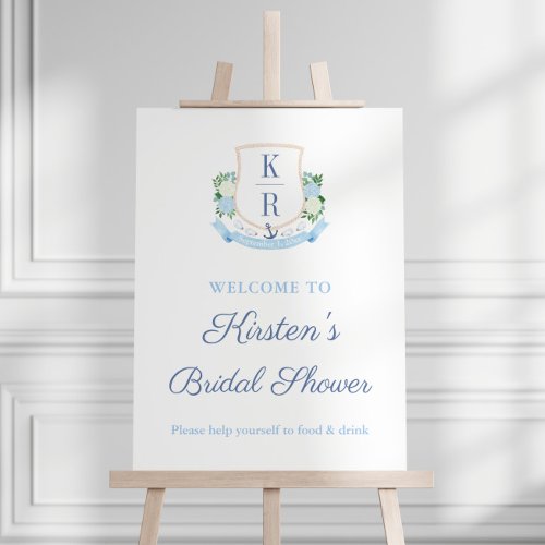 Watercolor Coastal Monogram Bridal Welcome Sign