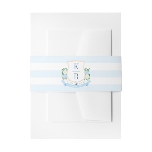 Watercolor Coastal Monogram Wedding Invitation Belly Band