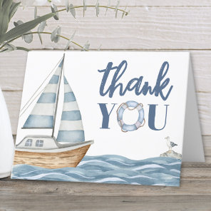 Watercolor Coastal Nautical Ocean Thank You Card