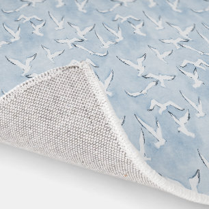 Watercolor Coastal Nautical Seagull Nursery Rug