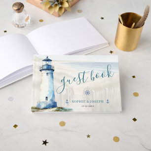 Watercolor Coastal New England Wedding Guest Book