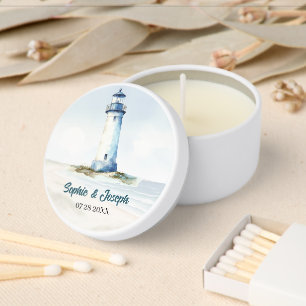 Watercolor Coastal New England Wedding Mini Candle Favors