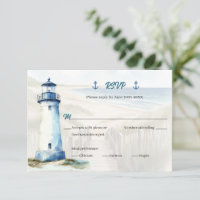 Watercolor Coastal New England Wedding RSVP Reply