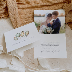 Watercolor Coastal Oyster Wedding Letterpress Thank You Card