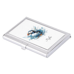 Watercolor Coastal Seabird Artistic Painting Business Card Case