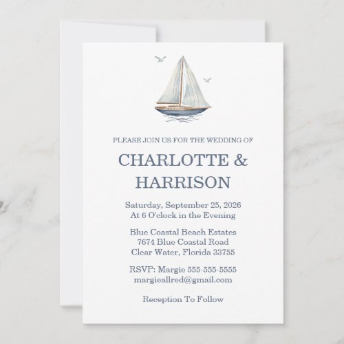 Watercolor Coastal Seascape Wedding