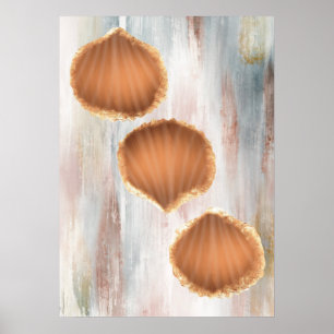Watercolor Coastal Seashells Art Poster