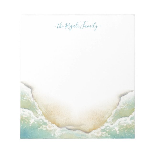 Watercolor Coastal Seashore Stationery Notepad (Front)