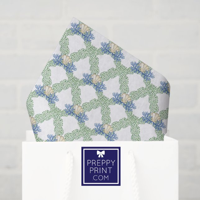 Watercolor Coastal Seaside Christmas Garland Tissue Paper (Creator Uploaded)