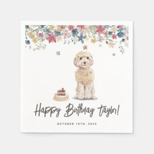 Watercolor Cockapoo Dog Birthday Party Thank You Napkins