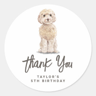 Watercolor Cockapoo Dog Birthday Thank You Classic Round Sticker