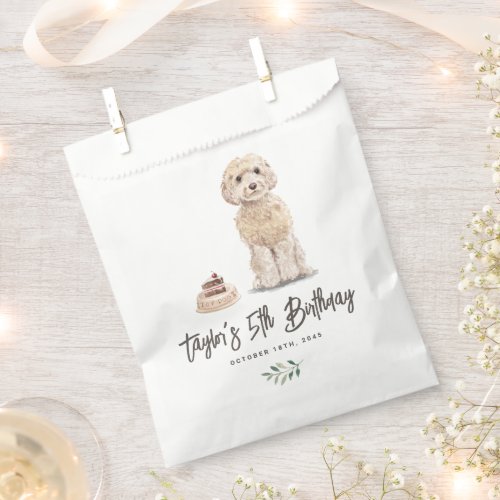 Watercolor Cockapoo Dog Birthday Thank You Favor Bag