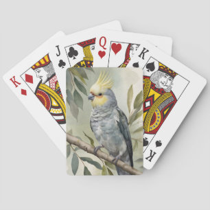 Watercolor Cockatiel Eucalyptus Tree Poker Cards