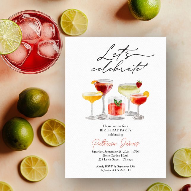 Watercolor Cocktail Birthday Invitations  (Creator Uploaded)