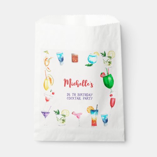 Watercolor Cocktail birthday party for adults Favor Bag