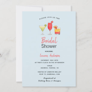 Watercolor cocktail bridal shower announcement