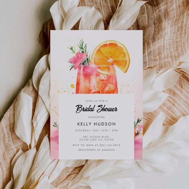 Watercolor Cocktail Bridal Shower Invitation (Creator Uploaded)