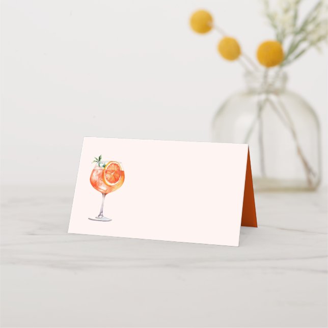 Watercolor Cocktail Bridal Shower Place Card (Front)