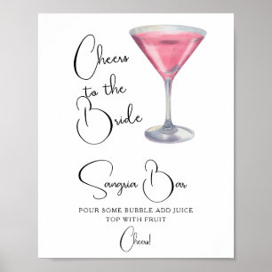 Watercolor Cocktail Bridal shower Sangria bar Poster