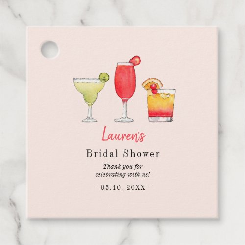 Watercolor cocktail Bridal shower Thank you  Favor Tags