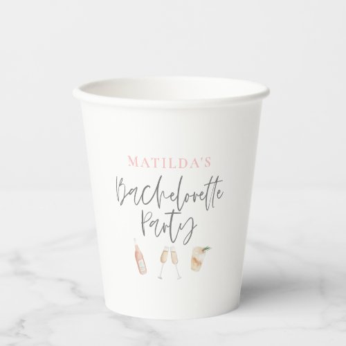 Watercolor cocktail champagne bachelorette party p paper cups