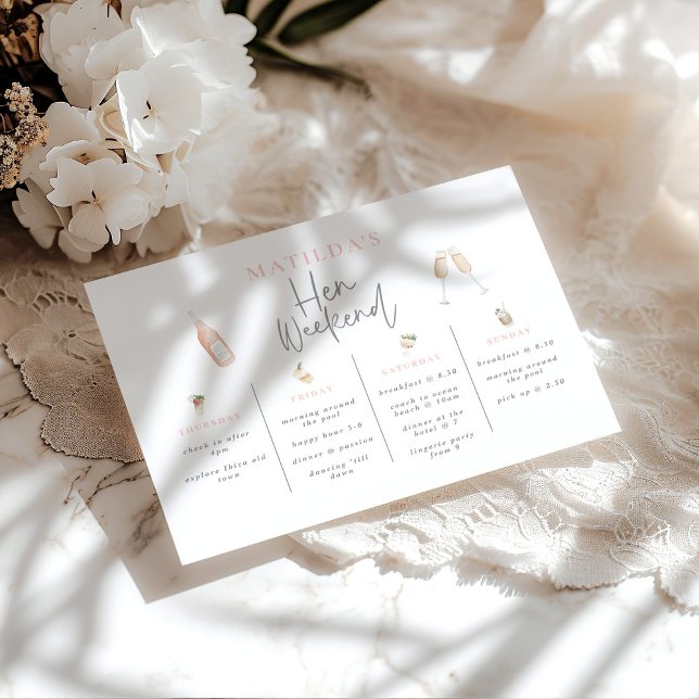 Watercolor cocktail champagne hen weekend 3 day (Creator Uploaded)