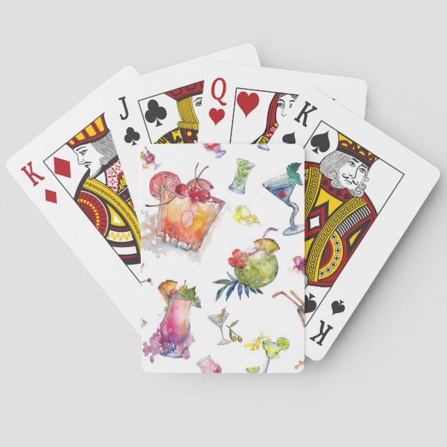 Watercolor Cocktail Drinks Playing Cards (Back)