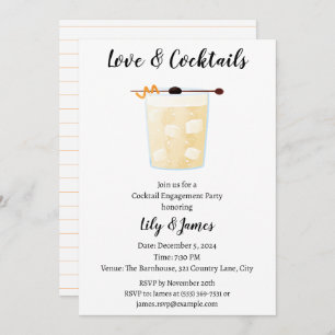 Watercolor Cocktail Engagement Party  Invitation