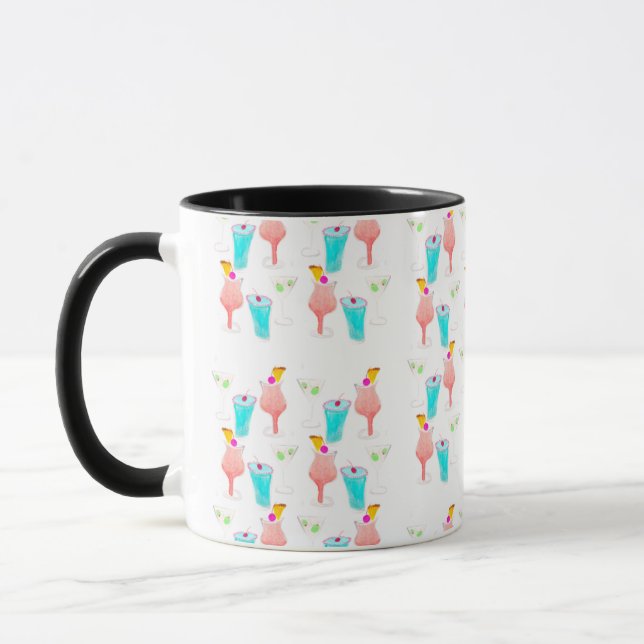 Watercolor Cocktail Margarita Pattern  Mug (Left)
