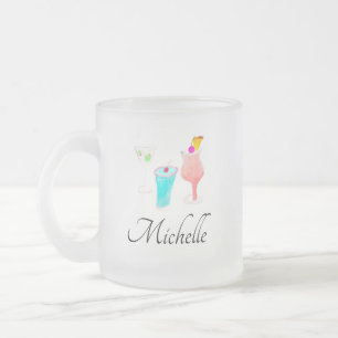 Watercolor Cocktail Margarita Pattern   Name Frosted Glass Coffee Mug
