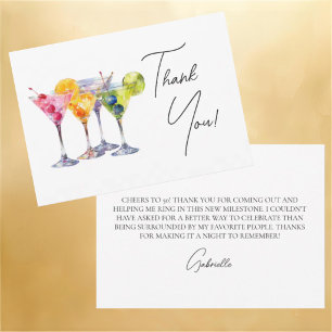 Watercolor Cocktail Martini Thank You Card