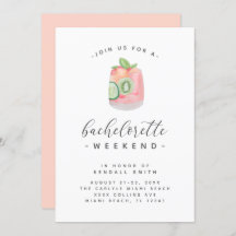Watercolor Cocktail Minimal Bachelorette Weekend
