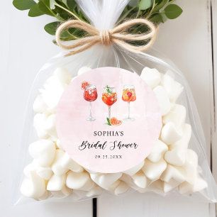 Watercolor Cocktail Party Bridal Shower Classic Round Sticker